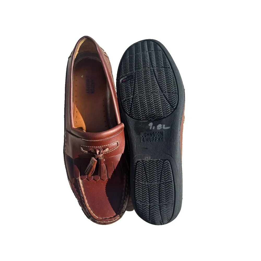 Johnston & Murphy Halsey Loafers Men's 11.5 M Brown Woven Kiltie Tassel 20-2394
